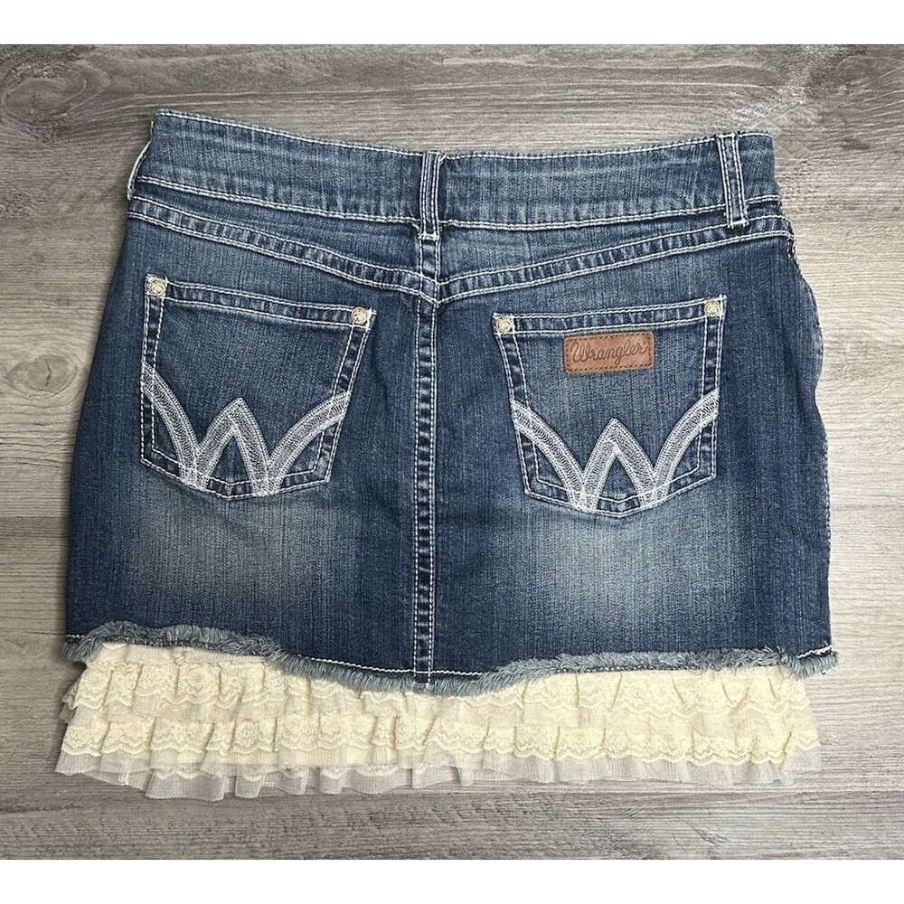 Wrangler Premium Patch Y2K Fairy Grunge Delicate Mini Lace Skirt Sz 7